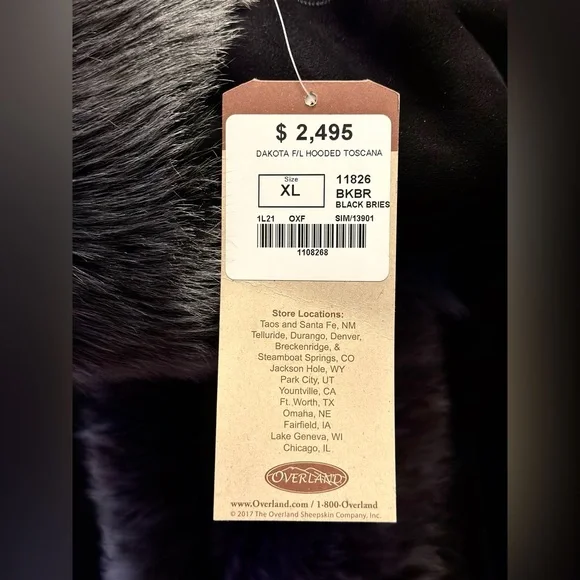 Overland Toscana Sheepskin Hooded Coat, Size XL, Black, NEW with Tags!! - Picture 9 of 15